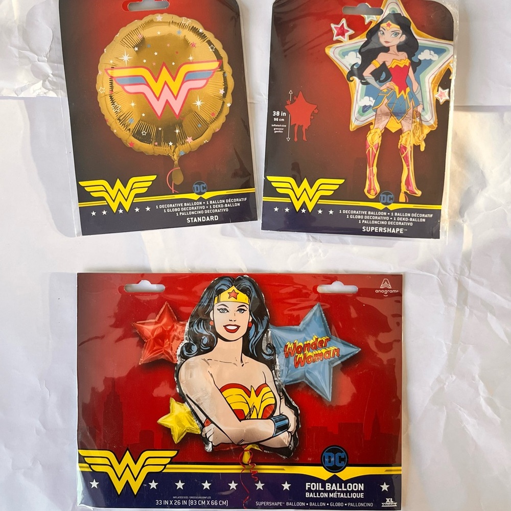 DC Wonder Woman Balloon Collection - 2 Oversized, 1 Standard